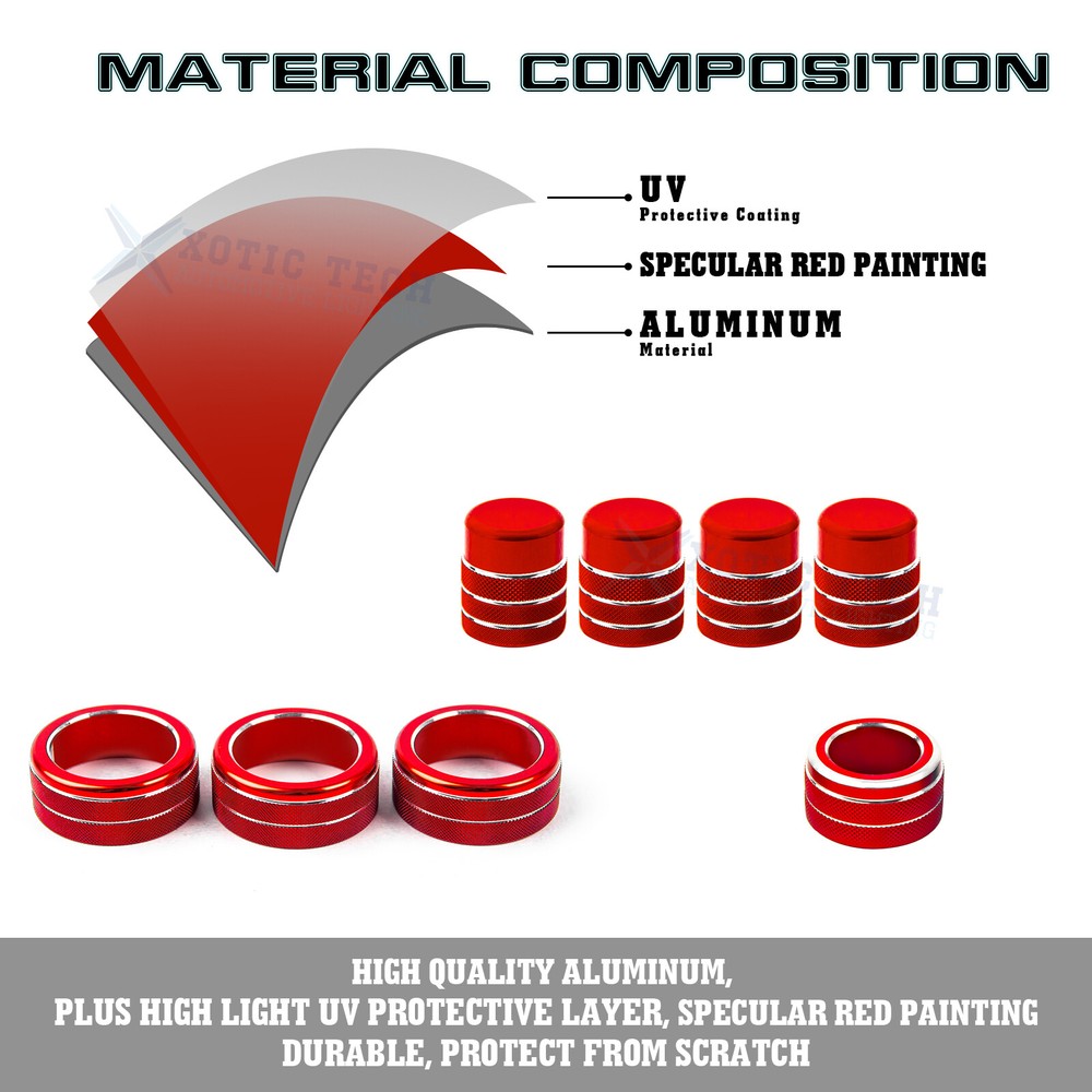 Red Dashboard Console AC Knob + Navigation Switch Cover For Honda Civic 2022+