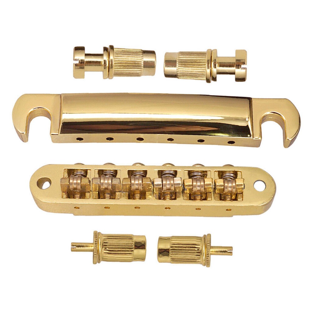 Gold Roller Saddle Bridge Tailpiece Locking Post for Les Paul LP SG Replacement