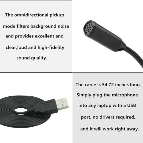 Microphone，Adjustable gooseneck mini for Laptop/Desktop Computers USB