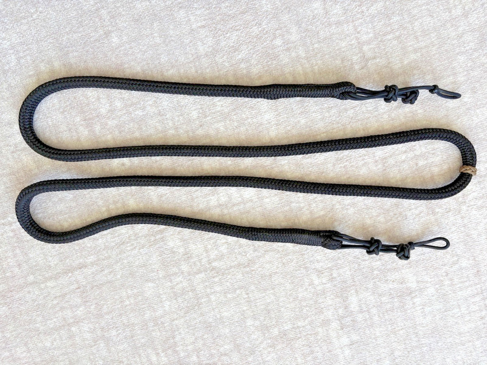 8.5' Poly Loop Rein, Braided Knots and Center Braid Ring, with Leather Sidepull