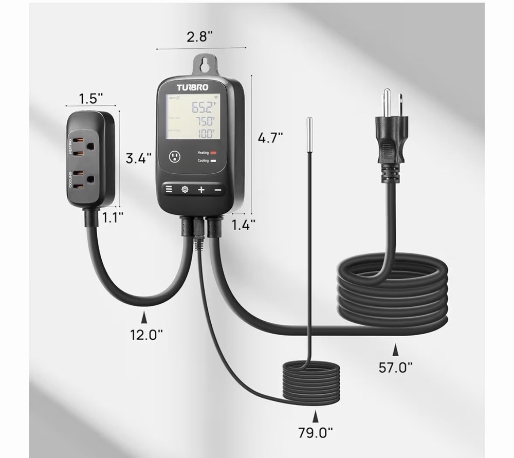 TURBRO Smart Temperature Controller Heating Cooling, WiFi-Enabled Thermostat
