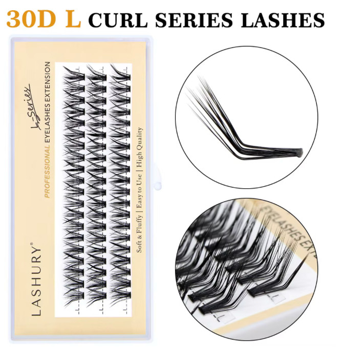 30D L Curl Lash Clusters Mixed 9-16mm Dramatic Lift
