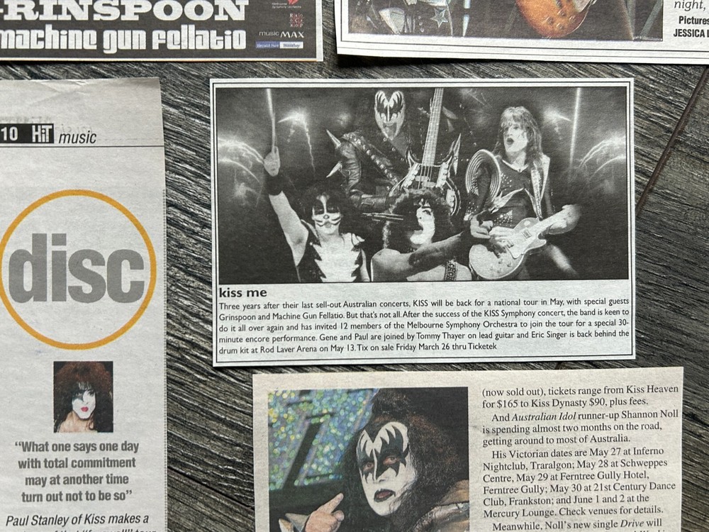 KISS Concert Ad Clipping Rod Laver Australia Tour May 13 2004 Lot Vintage Kiss