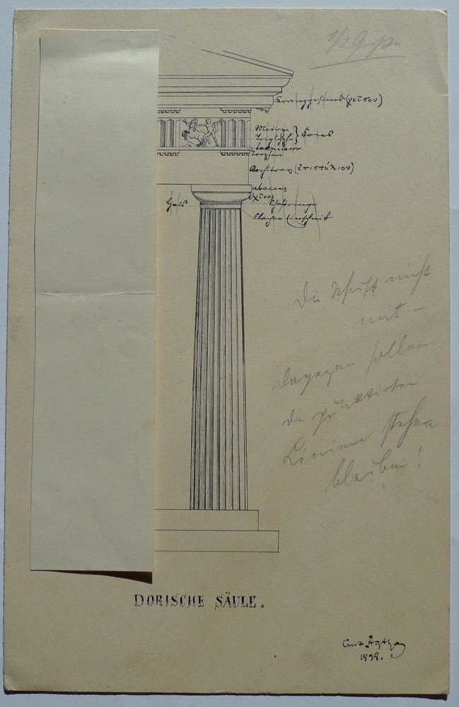 Drawing Curt Agthe Berlin 1898 "Doric column"