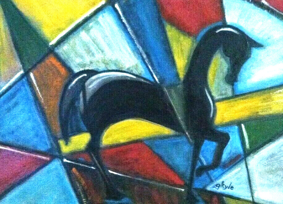 Abstract Horse Pony Oil Painting Original Cubism Modern 18 x 24 in. large