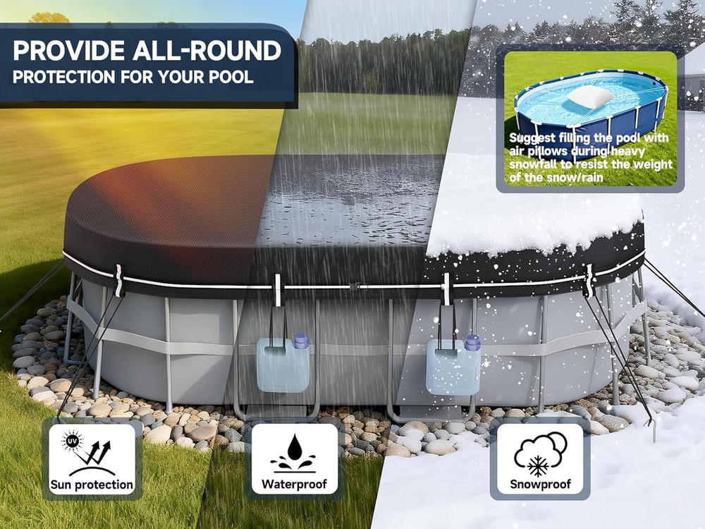 10X16 FT Rectangular Pool Covers for above Ground Pools, 420D Solar Oval Pool Co