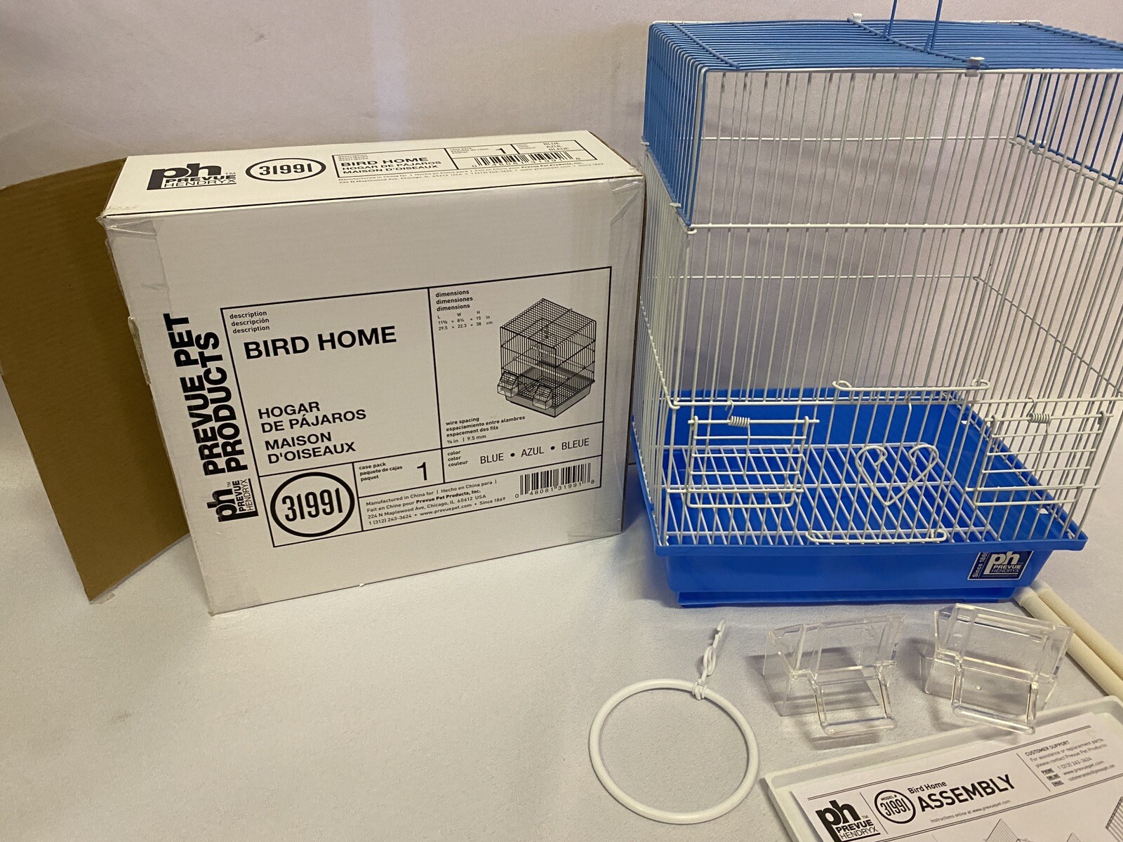 Prevue Pet Products Flat Top Economy Small Bird Cage Small Blue Plastic Base