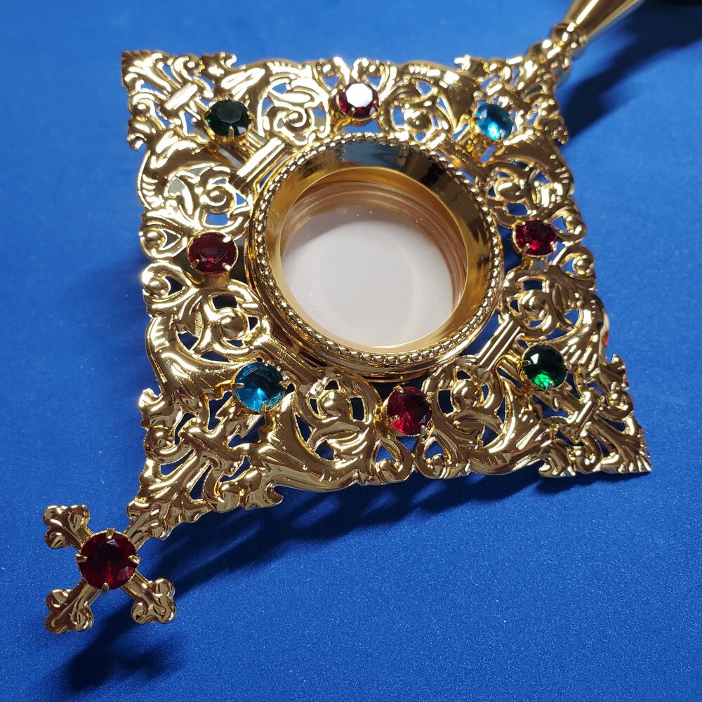 Brass Standing Reliquary Relic Holder Catholic Church Supply