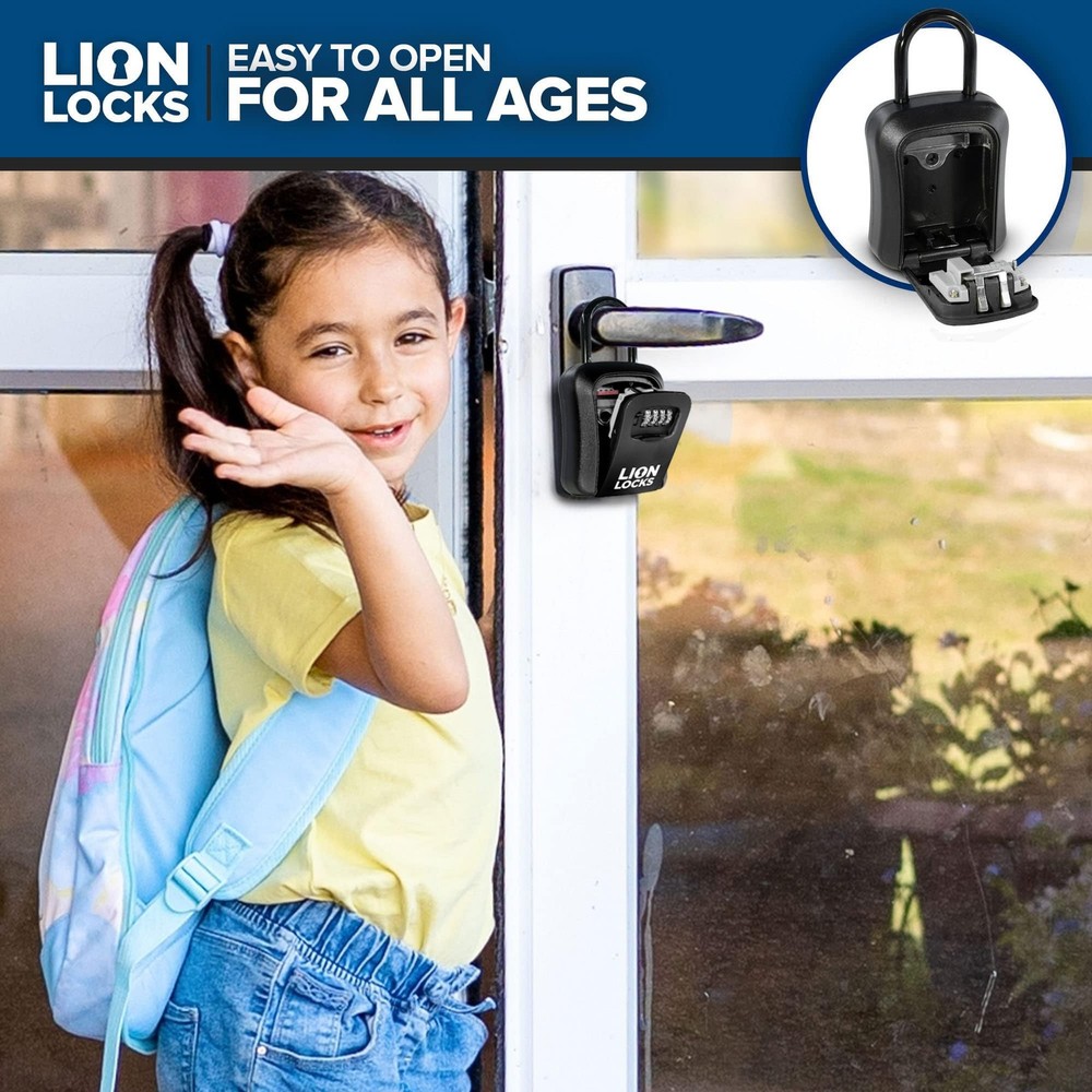 Lion Locks Lock Box for Keys, 6 Pack Black - Secure Key Safe Solution with Combi