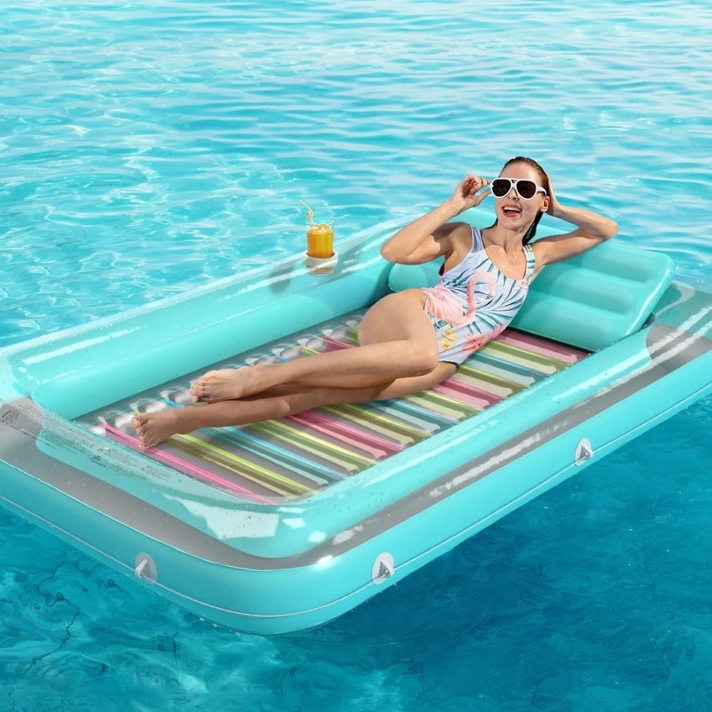 Relaxing 4-in-1 Pool Float with Removable Pillow & Reflective Base - Large Size