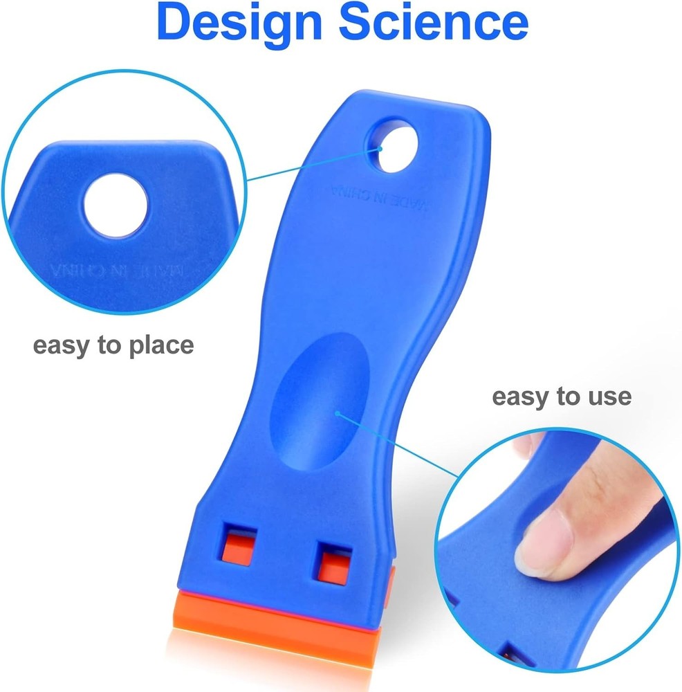 4 Pcs Plastic Razor Blade Scraper and 100 Pcs Blades, Remove Label Decal Tool