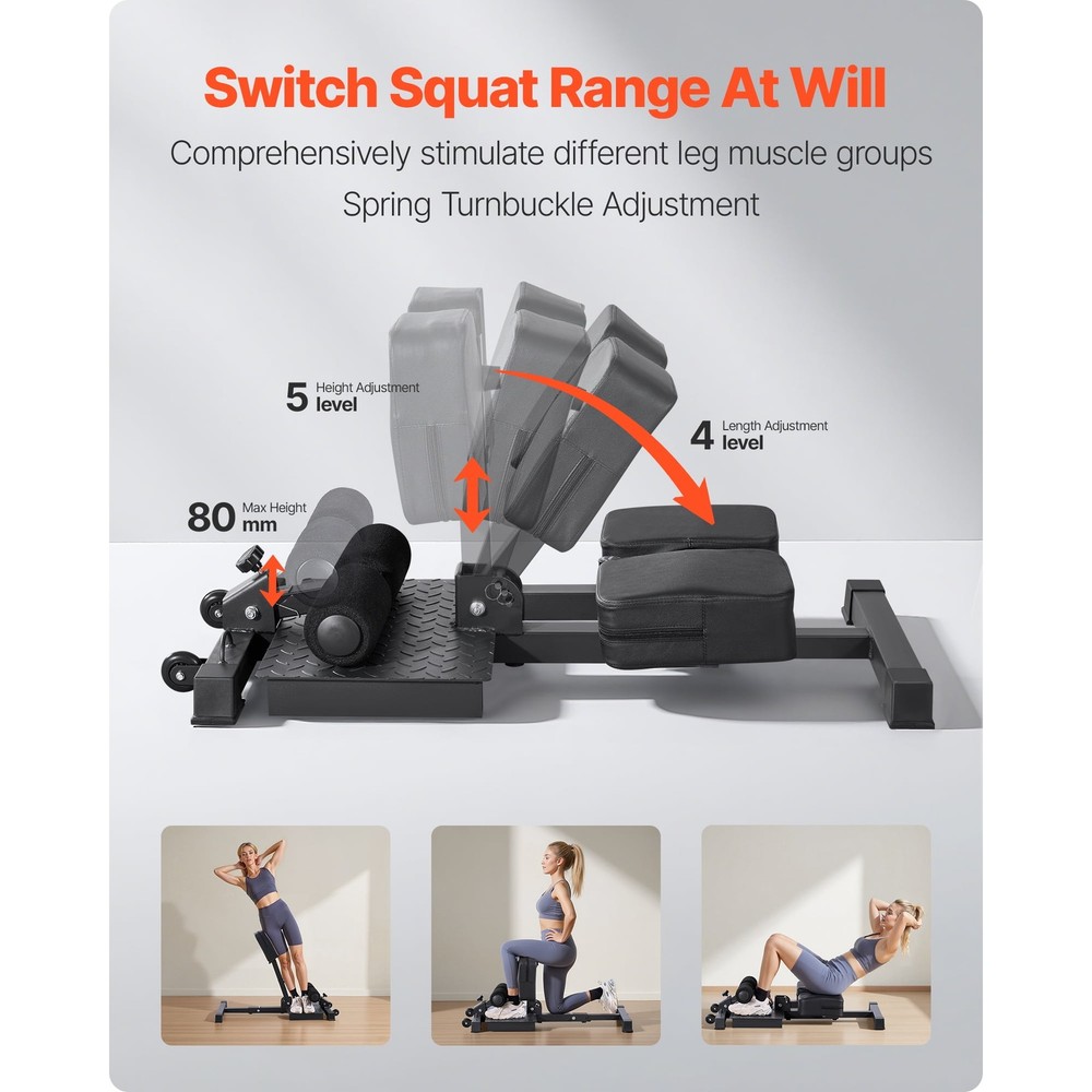 Multi-Function Sissy Squat Machine Adjustable Deep Squat Bench Leg & Core