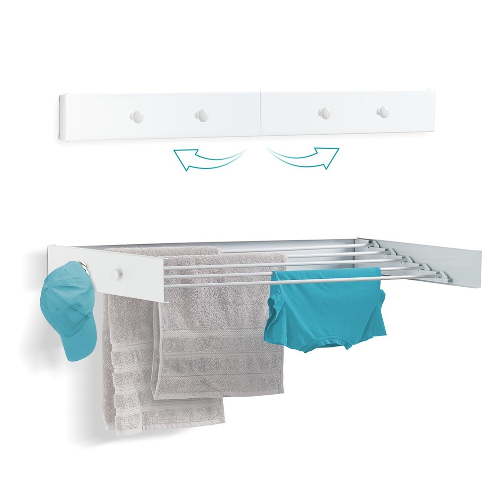 Ivation Retractable Wall Mounted Clothes Drying Rack - 40" Foldable Drying Rack