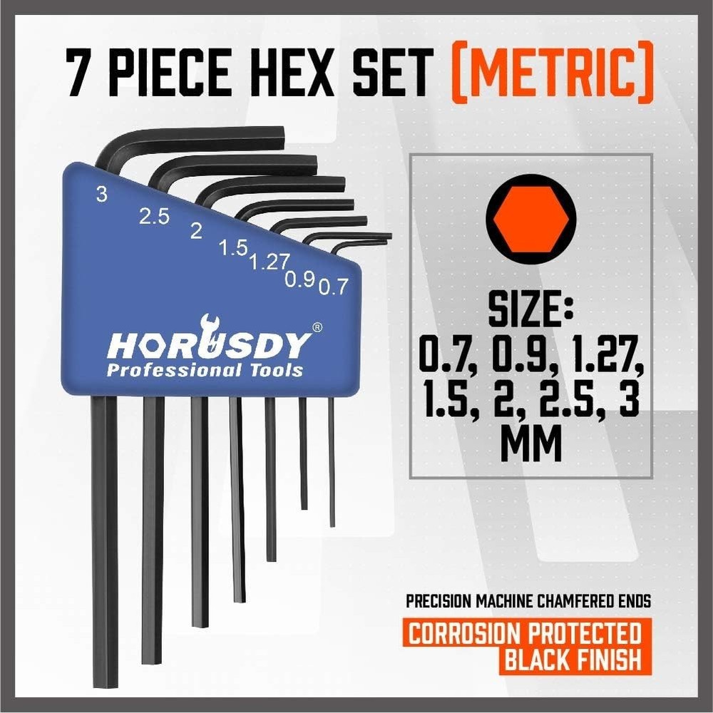 7-Piece Mini Metric Hex Key Set – Durable Chrome Vanadium for Precision Work