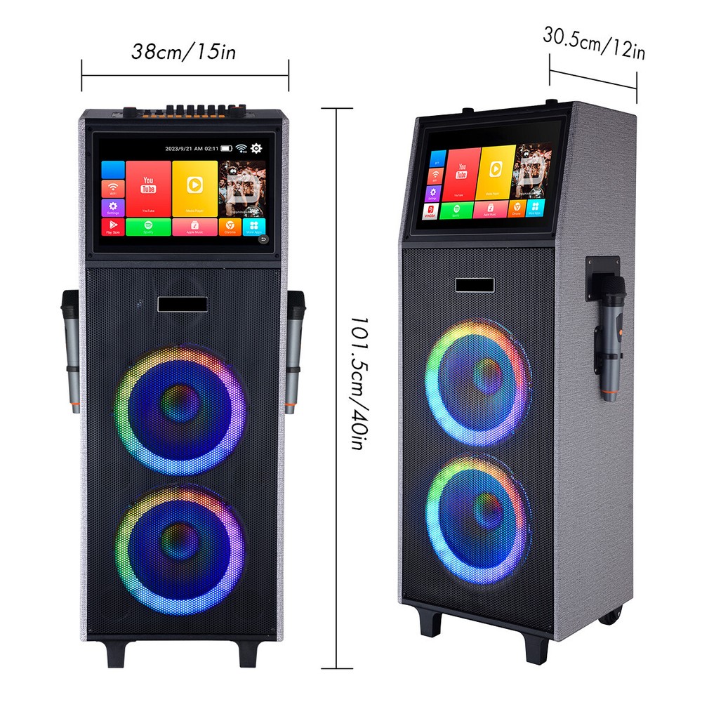 LOUD Bluetooth Speaker Karaoke Machine w/ Wireless Mic & Lyrics Display Screen