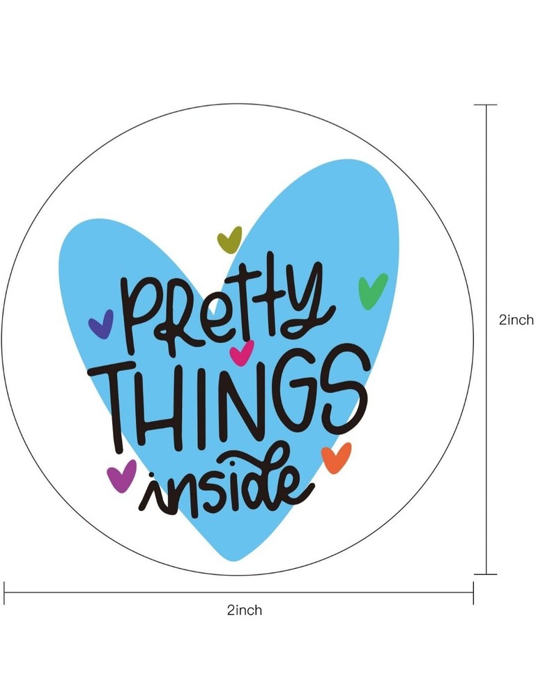 100 PRETTY THINGS INSIDE Stickers Blue Heart 2"