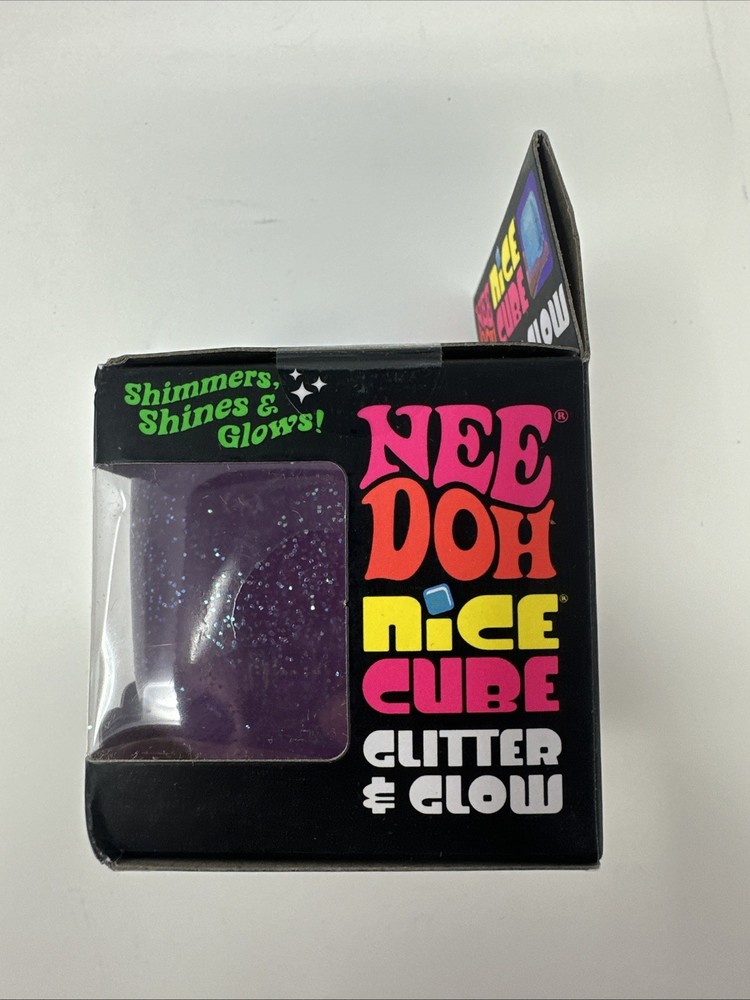 PINK NEEDOH NICE CUBE GLITTER & GLOW! NEW! SUPER SOLID SQUISH!