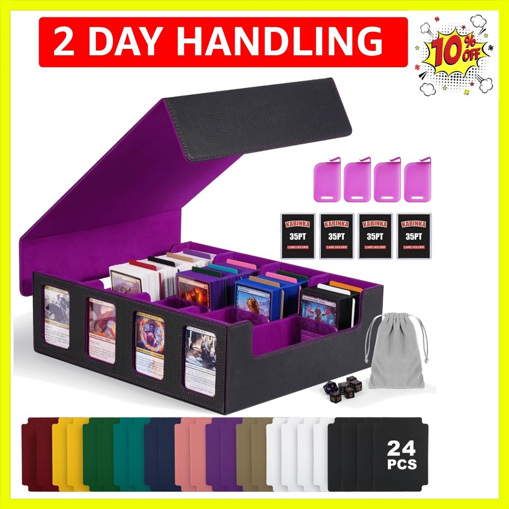 Trading Card Storage Box with Commander Display , 4-Row Deck Case with Remova...
