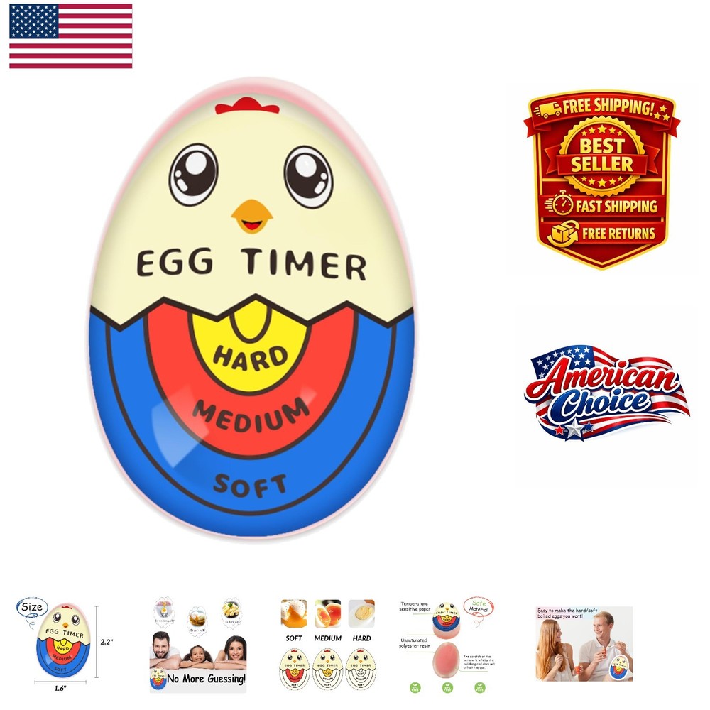 Tricolor Egg Timer: Color-Changing Gadget for Perfect Boiled Eggs Every Time