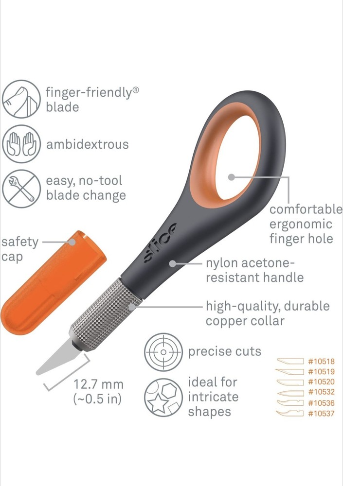 Slice Precision Knife, Finger Grip for Precision and Control, Safe Ceramic Blade