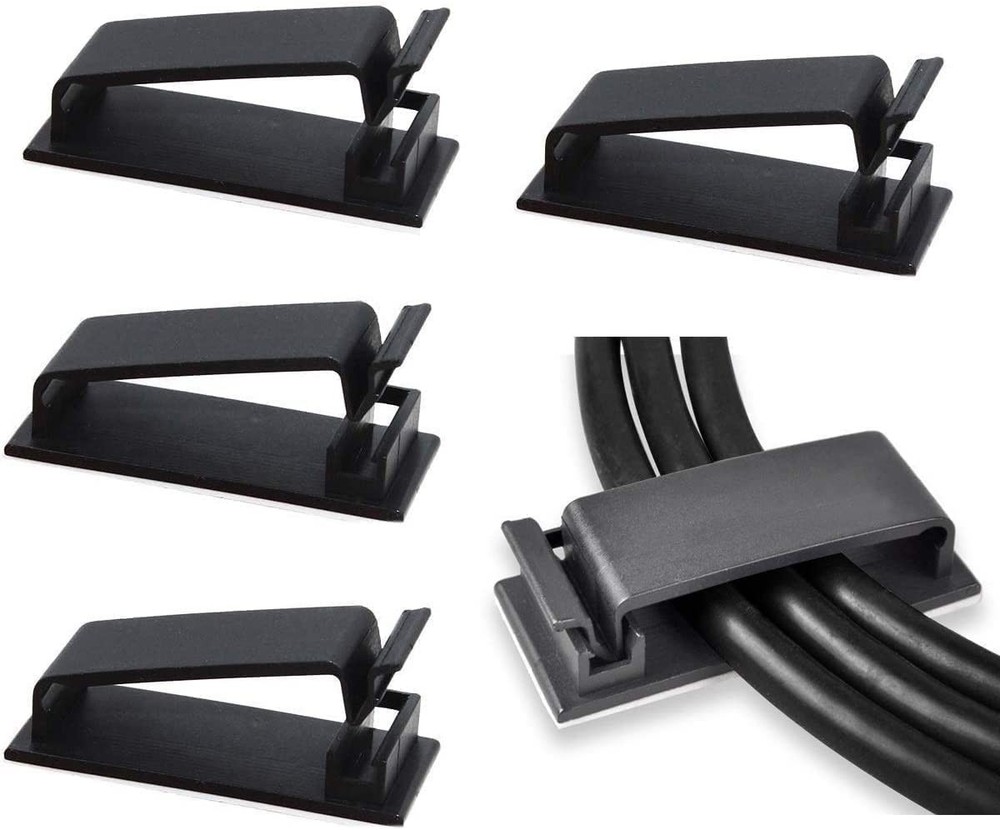 50Pcs Self Adhesive Cable Clips Black