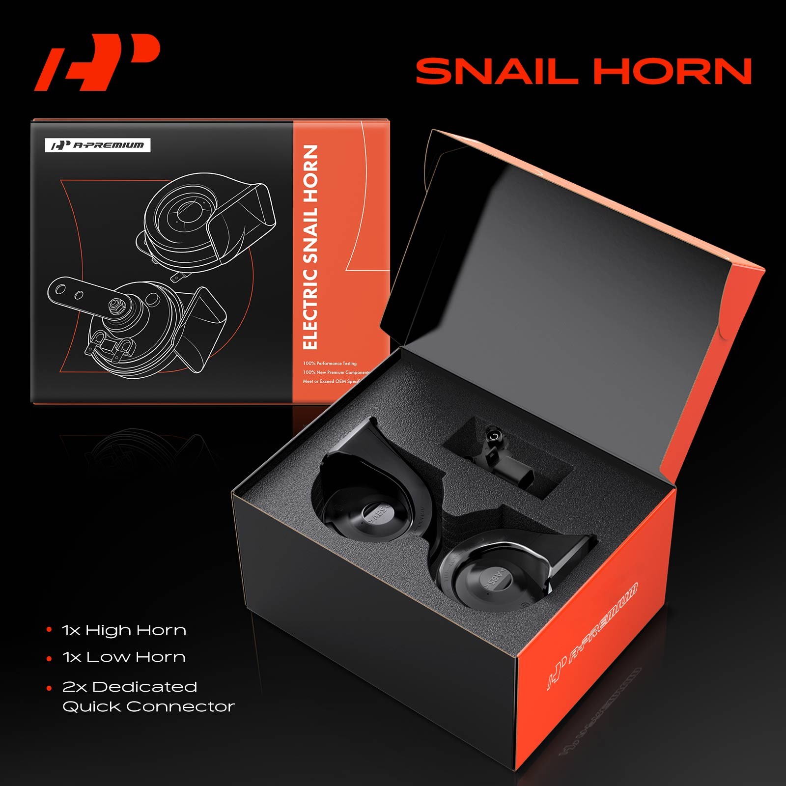 A-Premium 1 Set Car Snail Horn w/ 2 Connectors for Hyundai Elantra Sonata Kia