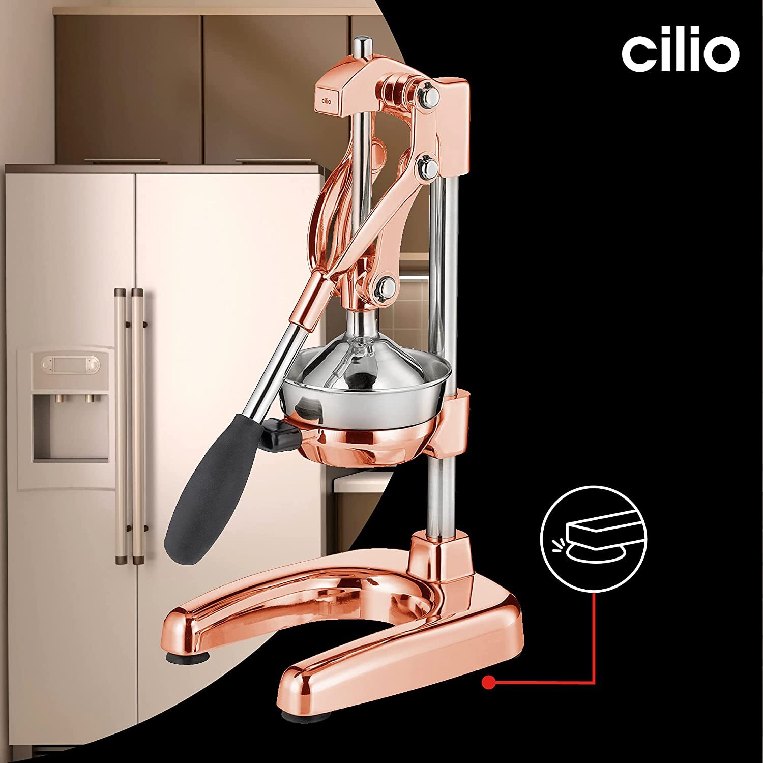Cilio Commercial Grade Citrus Press Juicer, Copper