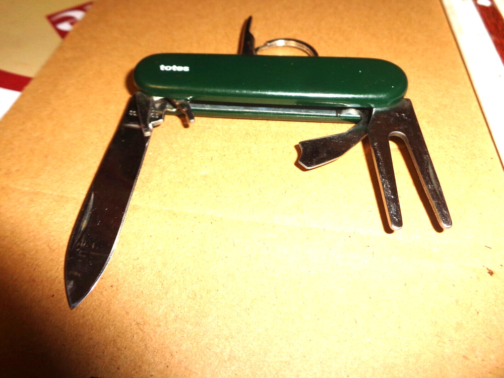 NICE TOTES MULTI PURPOSE BLADE STAINLESS POCKET FOLDING GOLFERS TOOL KNIFE