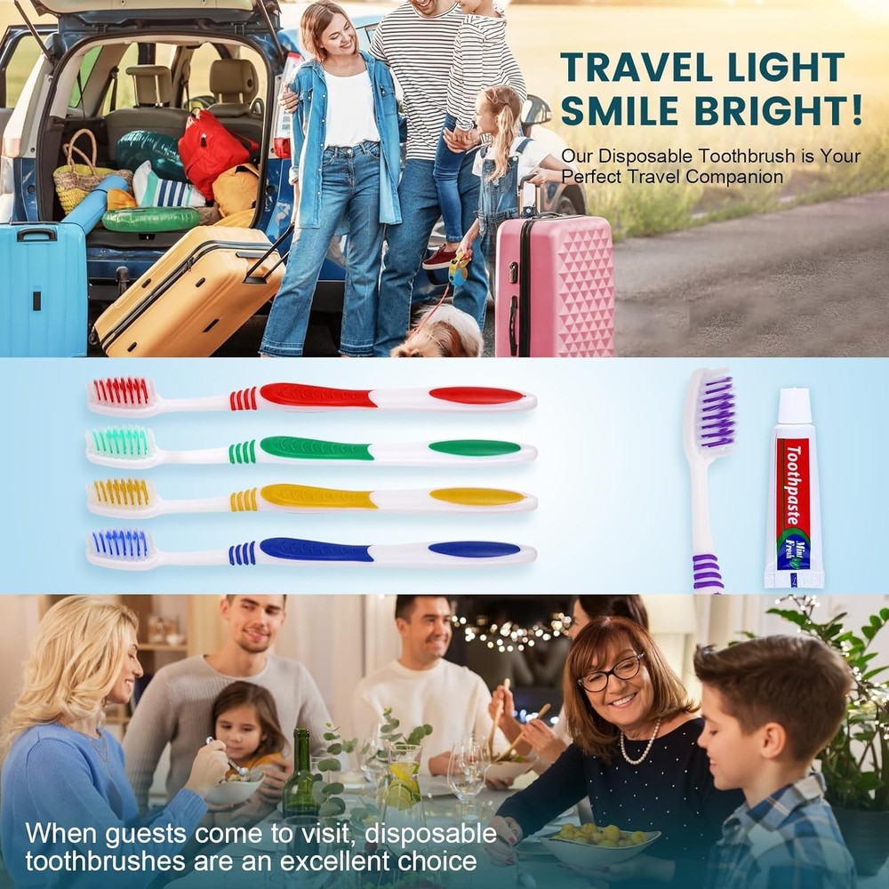 50 PCS Disposable Toothbrush with Toothpaste Bulk, Travel Toothpaste, Bulk Tooth