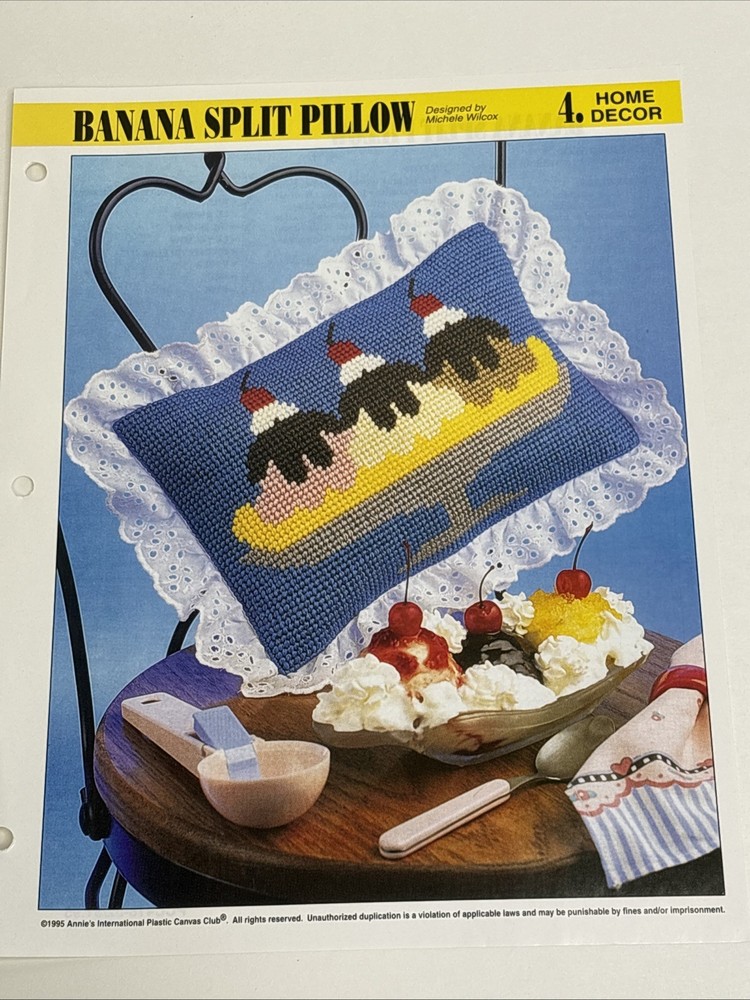 Banana Split Pillow Annie's Attic Plastic Canvas Pattern Page