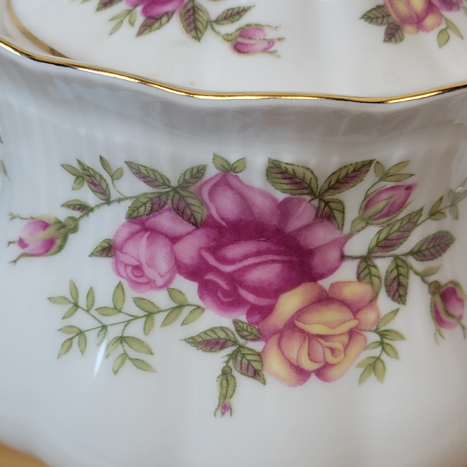 Crystal Clear Porcelain Teapot Pink Roses Gold Trim Poland Floral Tea Pot