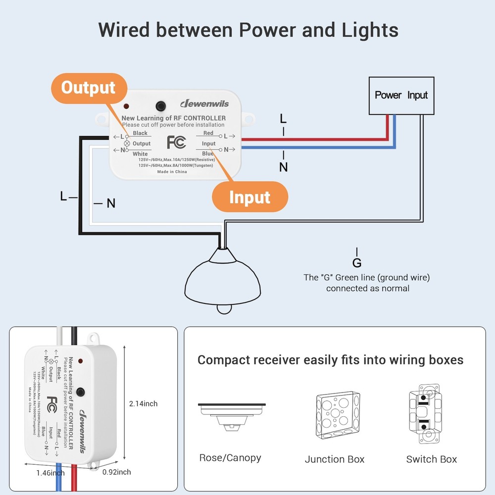 DEWENWILS Wireless Light Switch and Receiver Kit Remote Control Wall Switch US