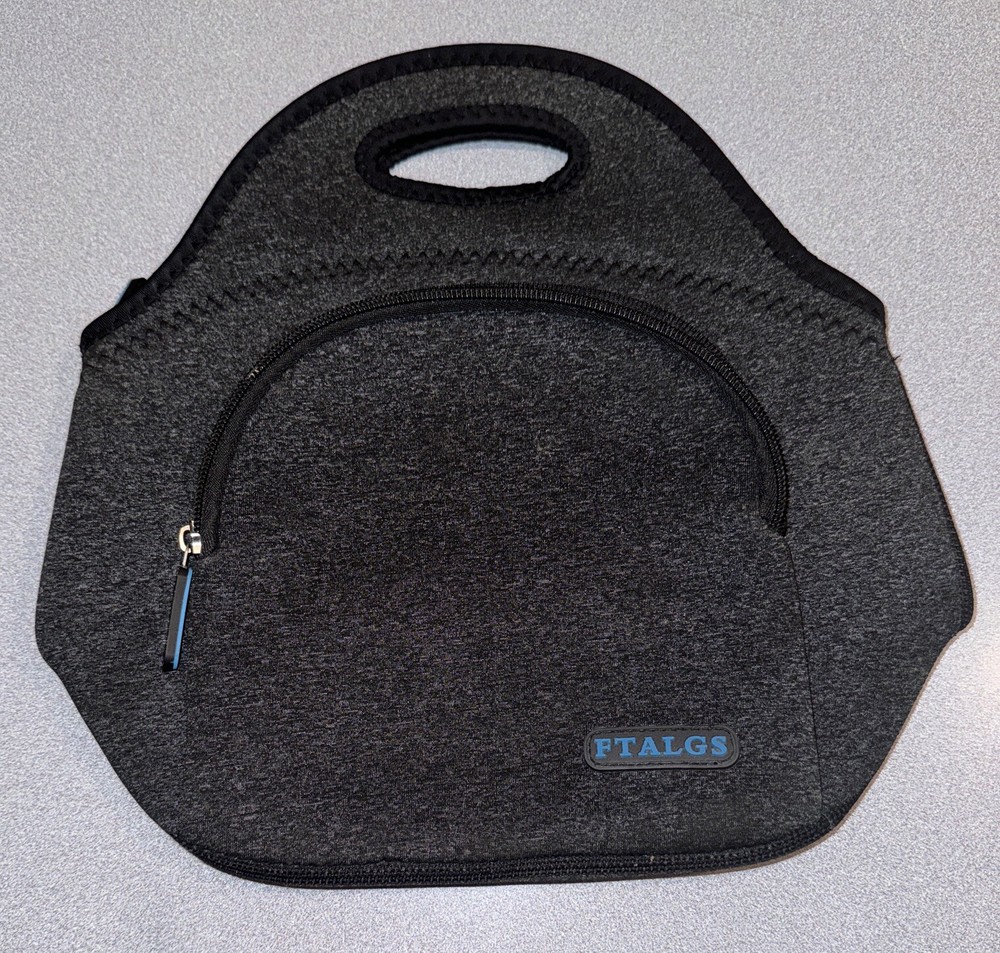 Ftalgs Neoprene Lunch Box Charcoal Black Zippered