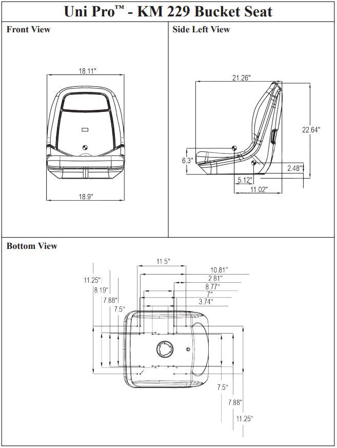 Cub Cadet Volunteer UTV Seat Pair -Part # 757-04097 - Black Vinyl - 2 seats