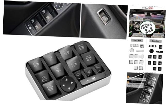 Inner Door Power Window Switch Button Covers Trim Sticker Replacement Black