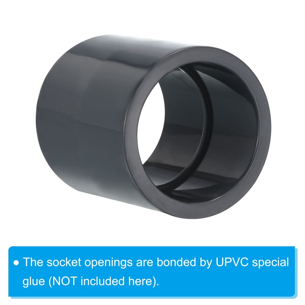 UPVC Pipe Fitting 40mm 1.57" Socket, 1pc Straight Joint, Dark Grey
