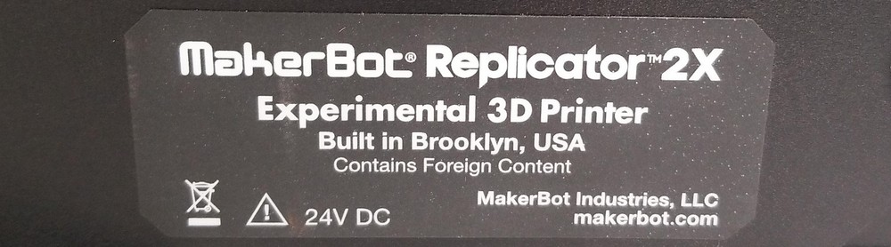 MakerBot Replicator 2X Experimental 3D Printer Dual Extruder Heated Build Plate