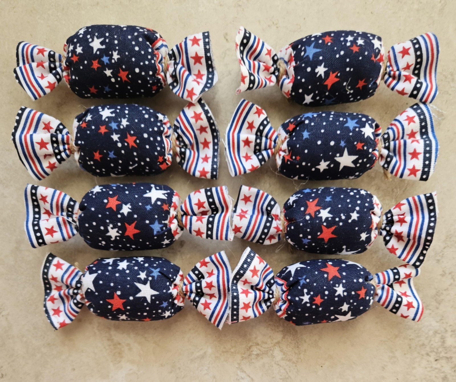 Bowl Filler Americana Patriotic Ornie Fabric 8 Pcs Candy Tier Tray Fabric Decor