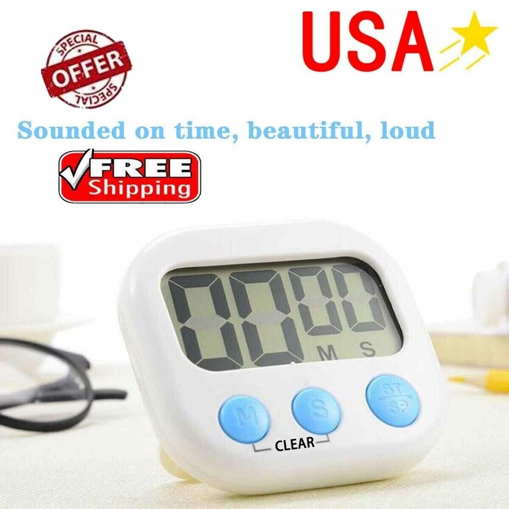 2Pcs Small Timer Kitchen Baking Countdown Timer Student Learning Big Screen