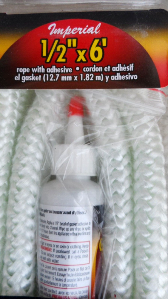 Imperial GA0189 Gasket Rope Replacement Kit 1/2" x 6' for Solid Fuel Application