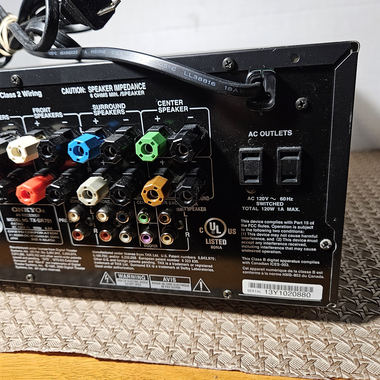 Onkyo TX-SR701 6.1 Channel 600 Watt Home Theater AV Receiver Amplifier TESTED