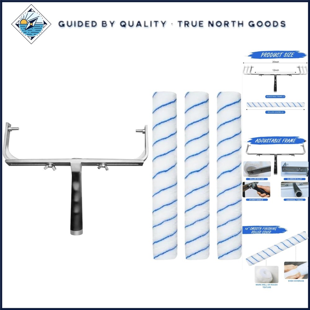Easy Paint Roller System with 12-20 Inch Adjustable Frame and Microfiber Sleeves