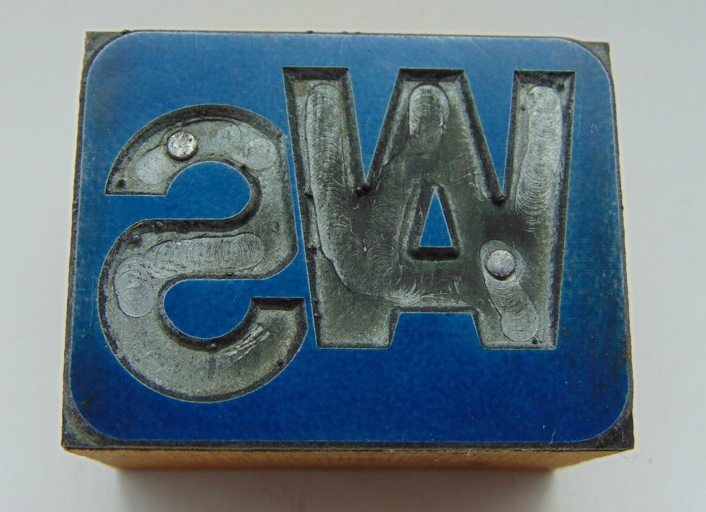 Printing Letterpress Printers Block WAS Initials Logo