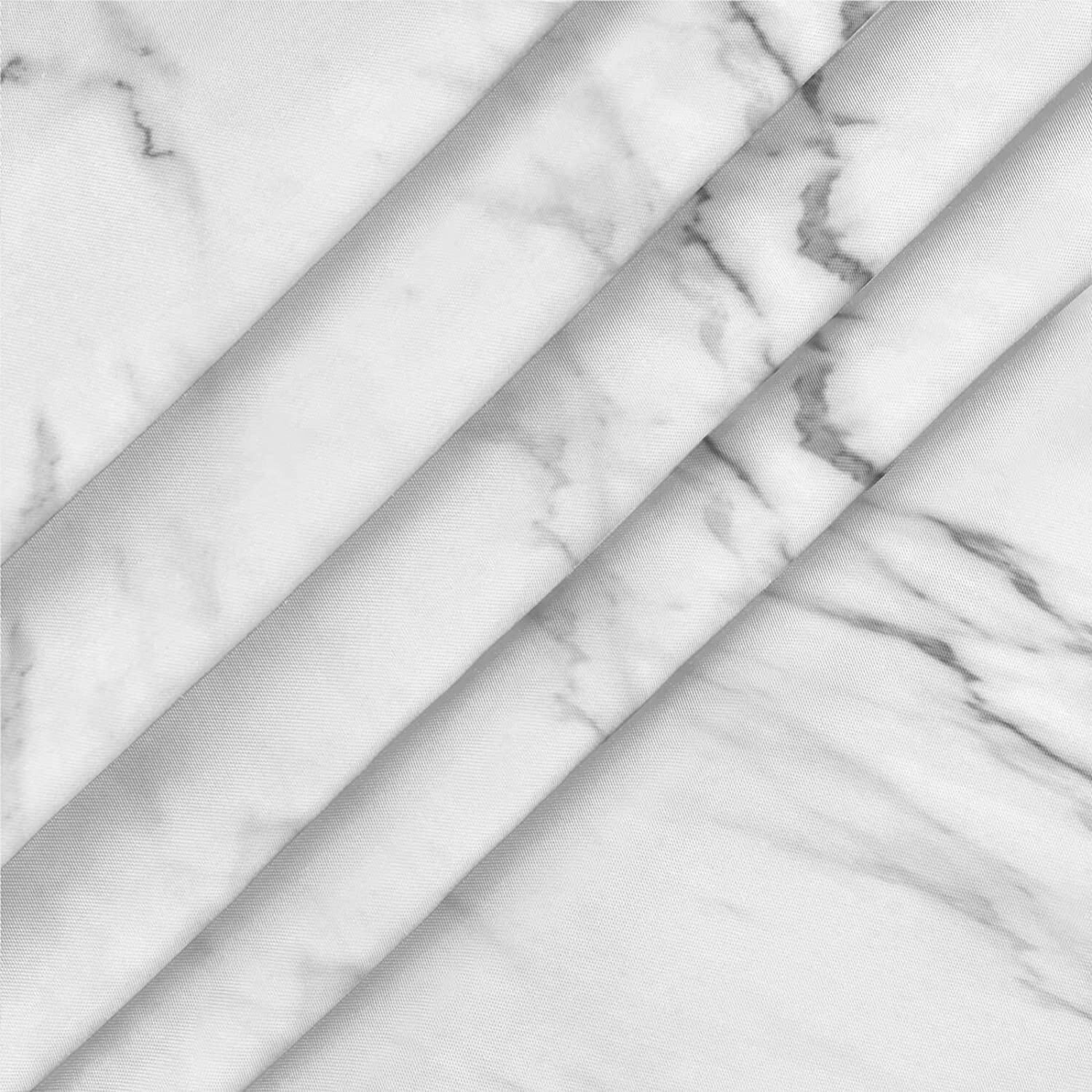 Marble Fitted Tablecloth Round, Edge Elastic Waterproof Polyester Table Covers