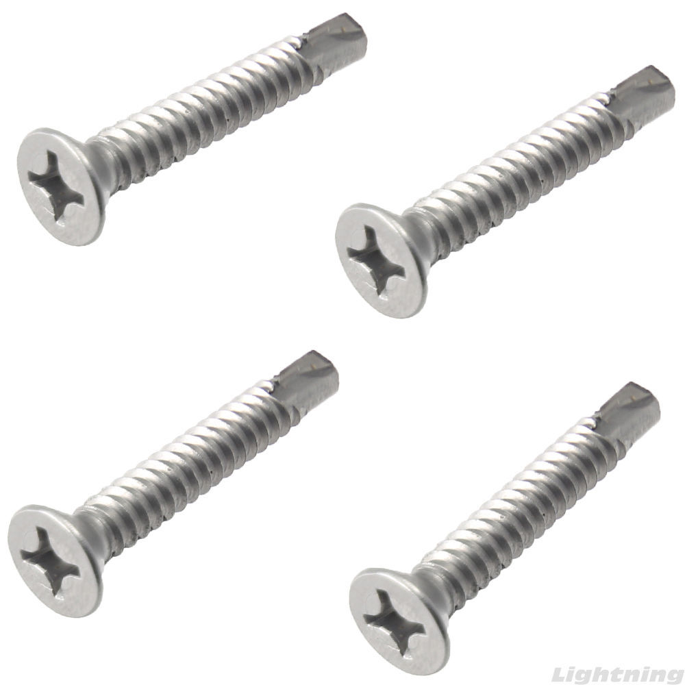 Stainless Steel Self Drill Flat Head Countersunk Screws #8 x 1/2" Qty 25