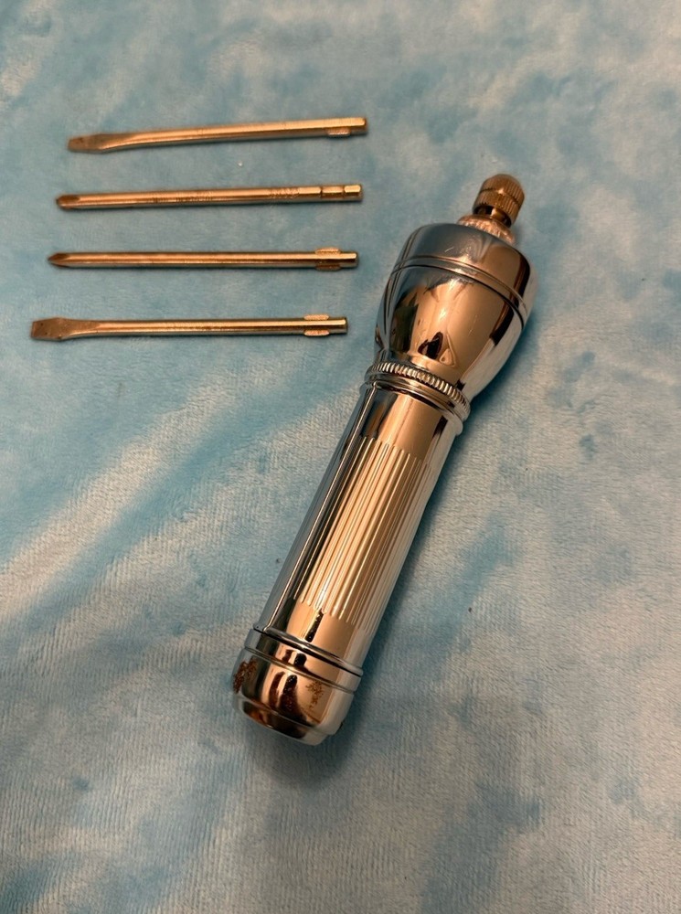Vintage Flashlight Screwdriver Combination Screwdriver Bits & Case Sunrise Japan