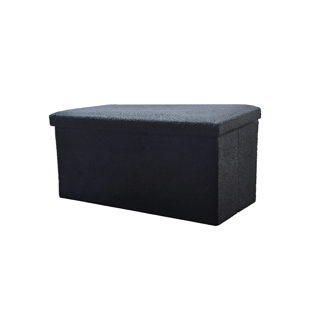 Go-Poufs Knock-Down Rectangular Plush Storage Ottoman | Black | 30"x15"x15"