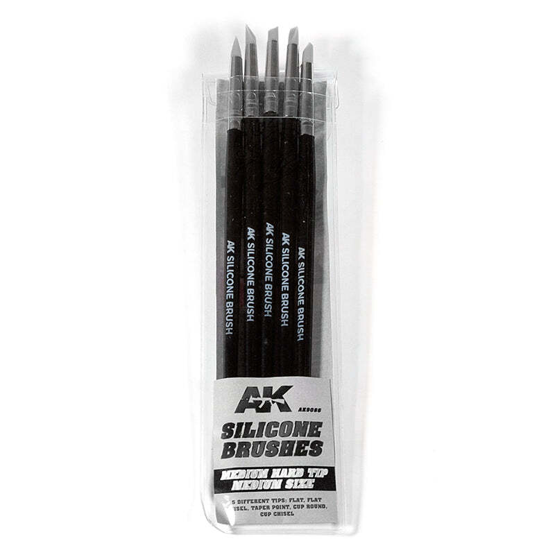 AK Interactive AK9086 Silicone Brushes Medium Hard Tip - Medium (5pcs) - US