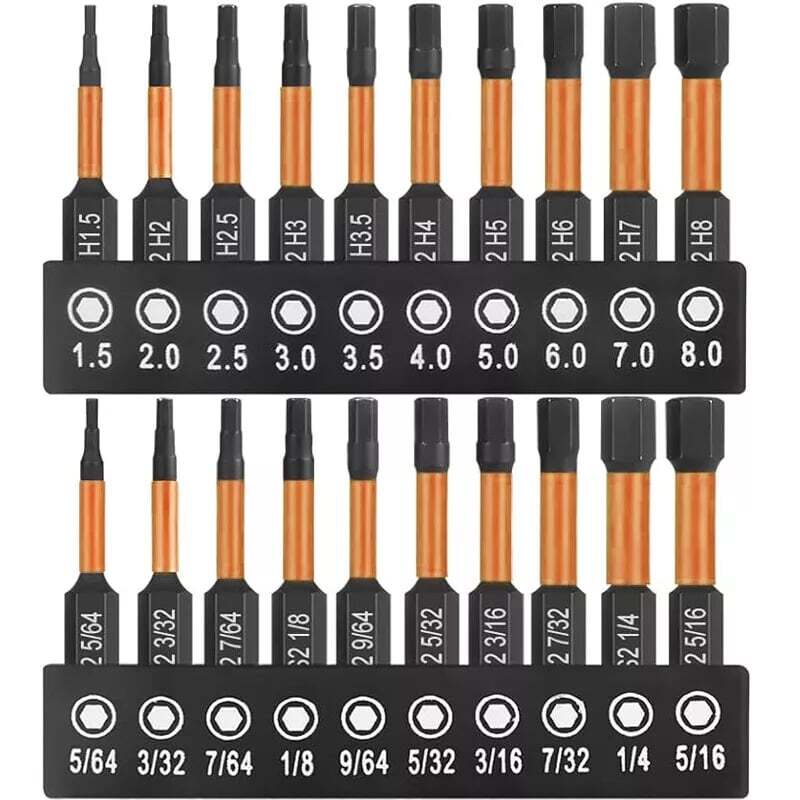 Impact Hex Head Allen Wrench Drill Bit Set Metric SAE Magnetic Tips Tool-20pcs