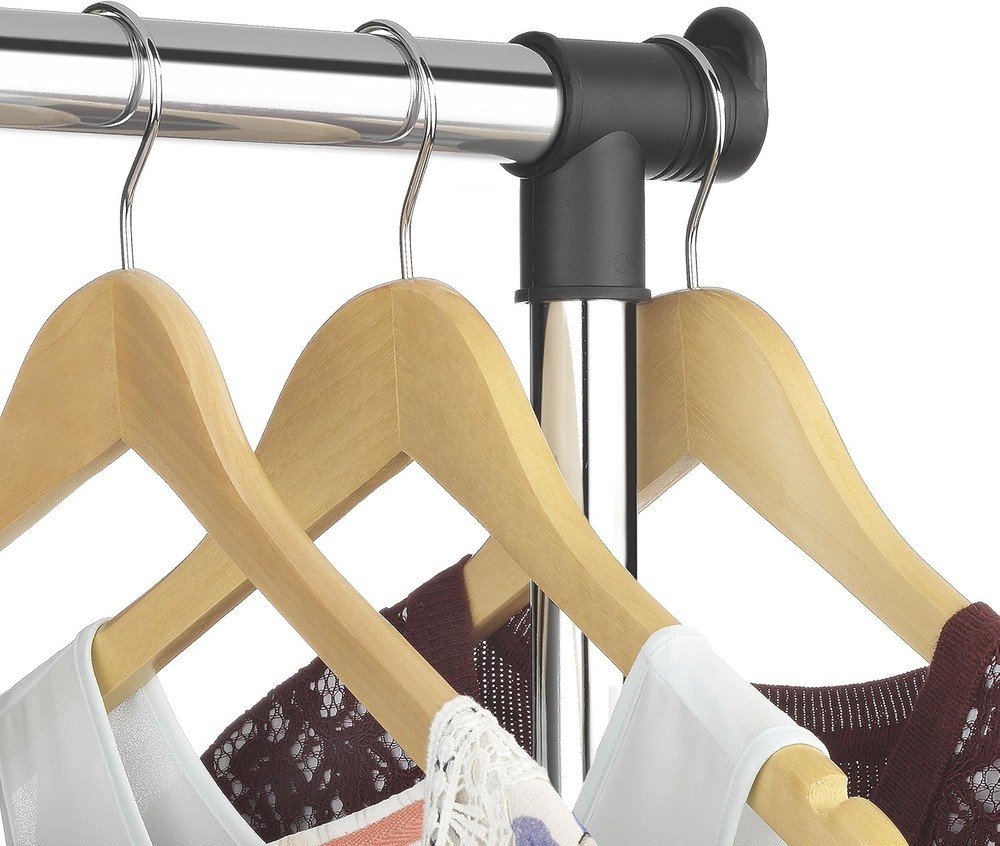 Heavy Duty Adjustable Garment Rack-Rolling Clothes Organizer Black & Chrome